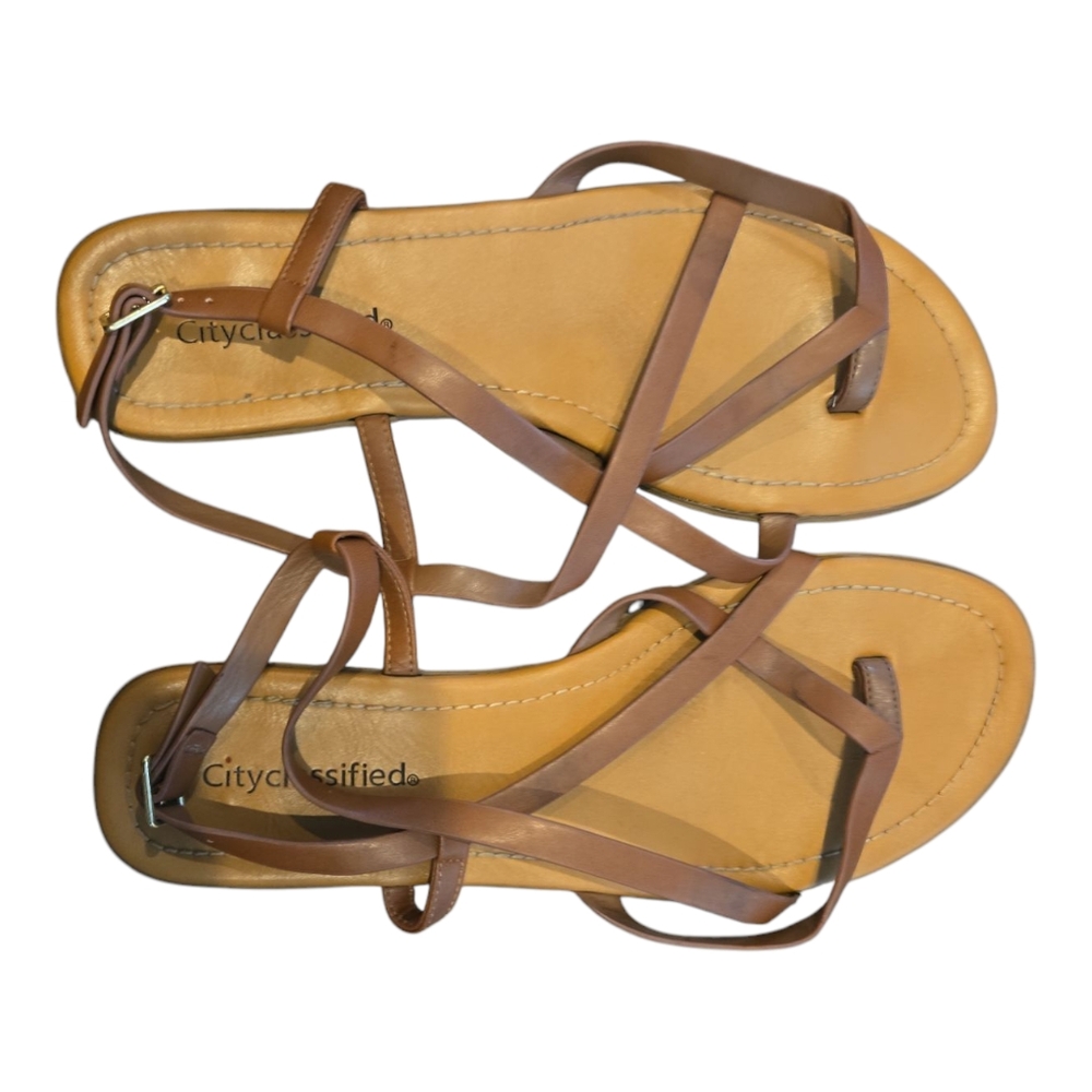 City Classified Sz 10 Brown Leather Sandals